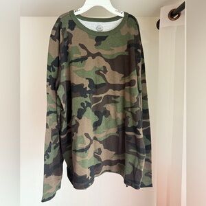 New Wonder Nation Green and Gray Camouflage Long Sleeve Shirt Boys 14-16 Husky